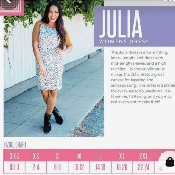 LuLaRoe Julia S 4/6 Black Paisley Knee Length Knit Bodycon Soft Stretchy Dress - Picture 6 of 8